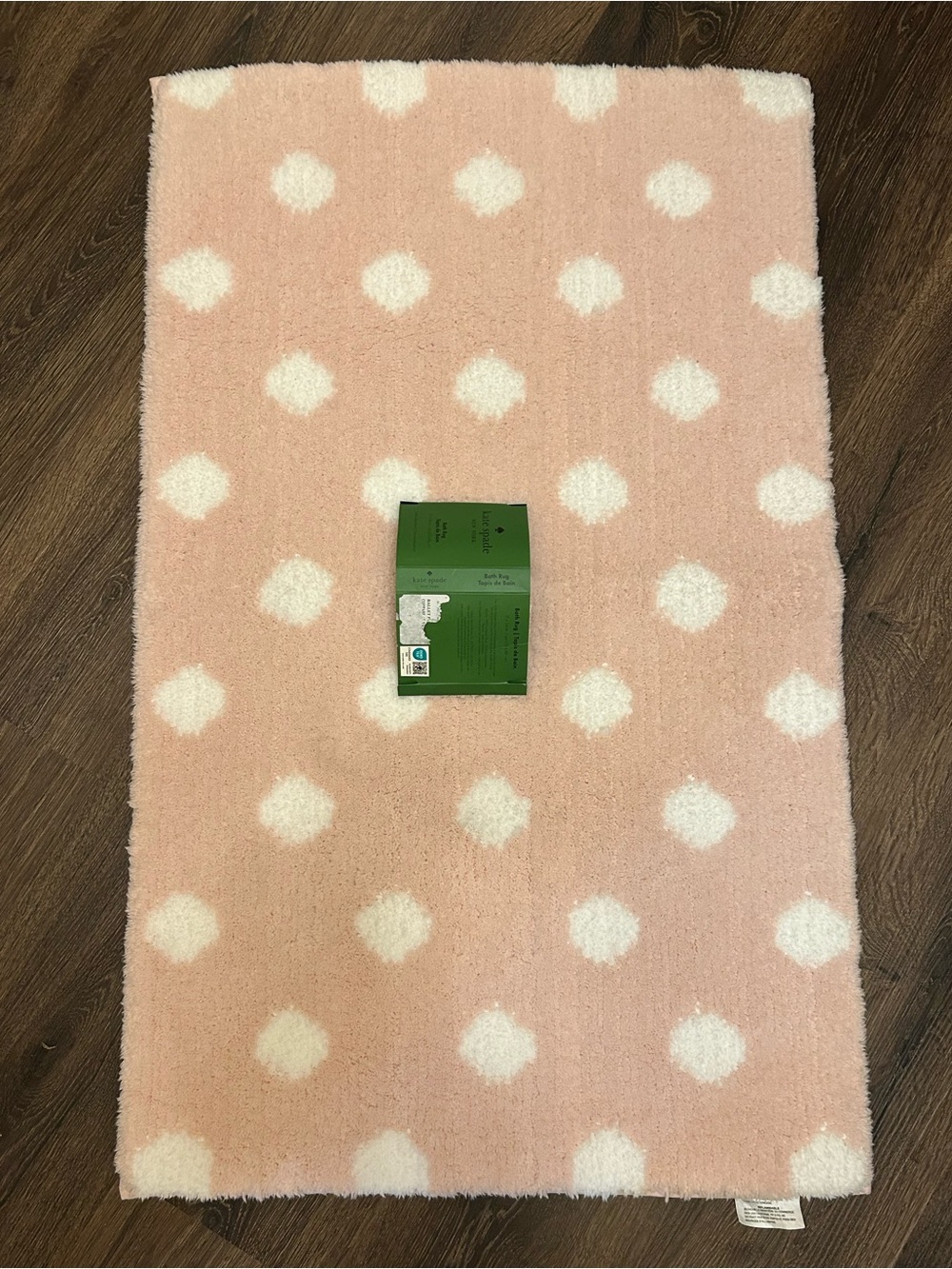 Kate Spade Pink & White Polka Dot Bathroom Rug 21X34 Inches Anti-Skid Back NWT - Picture 1 of 7